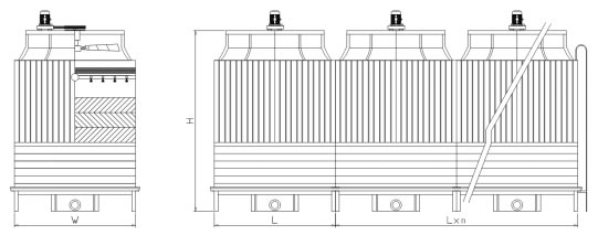 横流方型冷却塔形状图